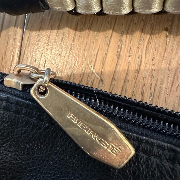 Berge black leather purse made in Italy fun unique woven straps - Picture 7 of 11